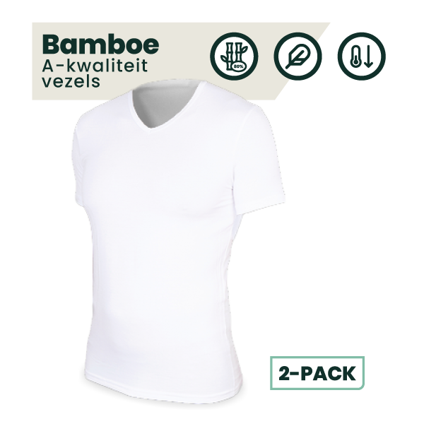 2-pack Austin Bamboe T-shirts V-hals - Wit