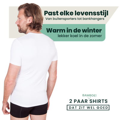 8 - Pack Austin Bamboe T-shirts V-hals - Wit