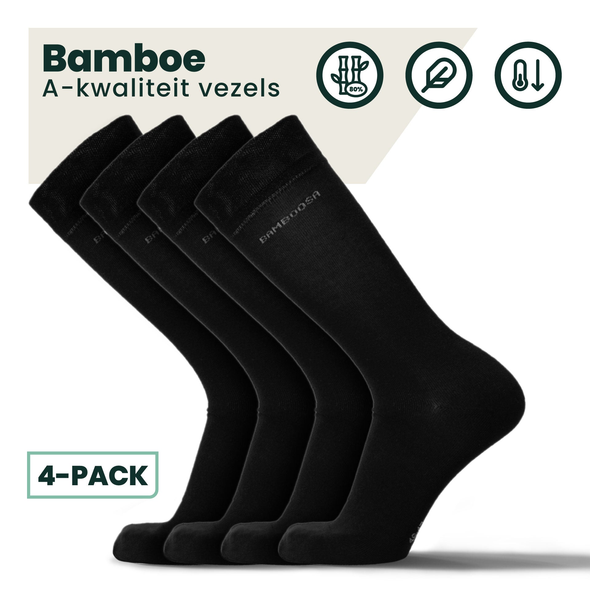 4-pack Jason Bamboe Sokken - Zwart