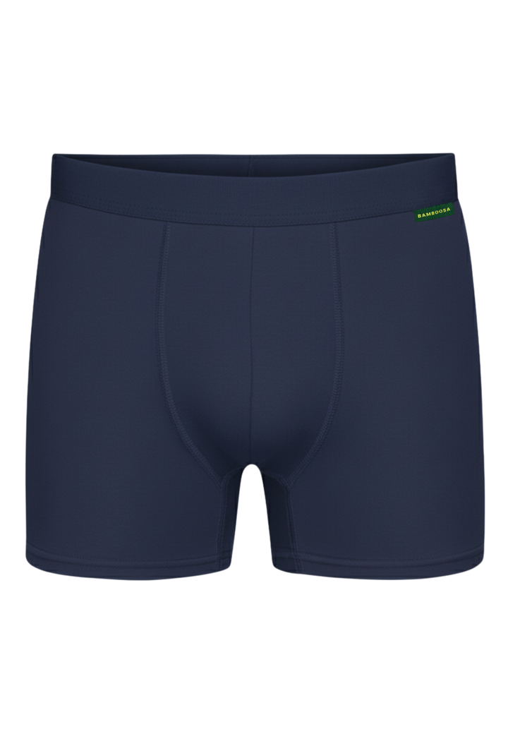 Marineblauwe Lewis bamboe boxershort van Bamboosa, van voren gezien.