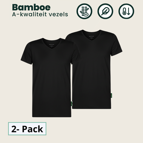 2 - Pack Austin Bamboe T-shirts V-hals - Zwart