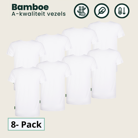 8-Pack Austin Bamboe T-shirts Rond - Wit