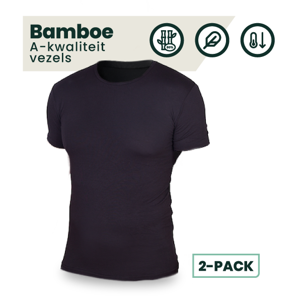 2-pack Austin Bamboe T-shirts Rond - Zwart