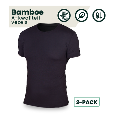 2-pack Austin Bamboe T-shirts Rond - Zwart