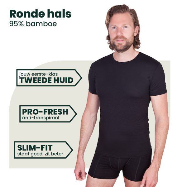 2-pack Austin Bamboe T-shirts Rond - Zwart
