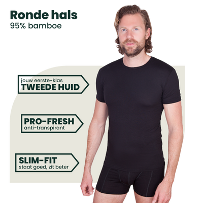2-pack Austin Bamboe T-shirts Rond - Zwart