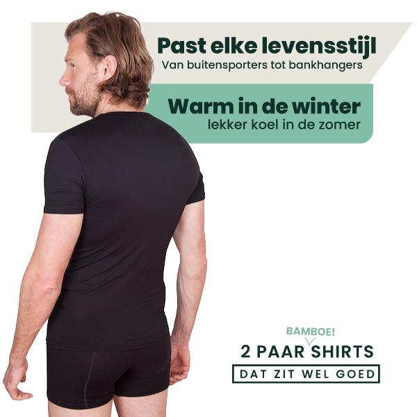 2-pack Austin Bamboe T-shirts Rond - Zwart