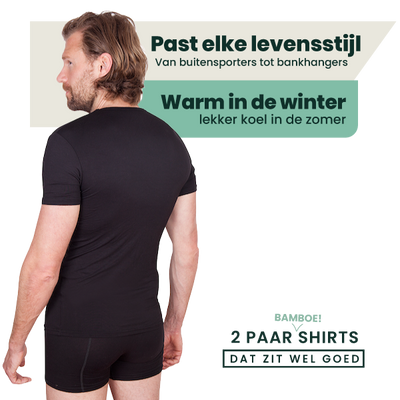 2-pack Austin Bamboe T-shirts Rond - Zwart