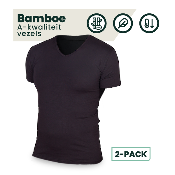 2-pack Austin Bamboe T-shirts V-hals - Zwart