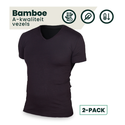 2-pack Austin Bamboe T-shirts V-hals - Zwart