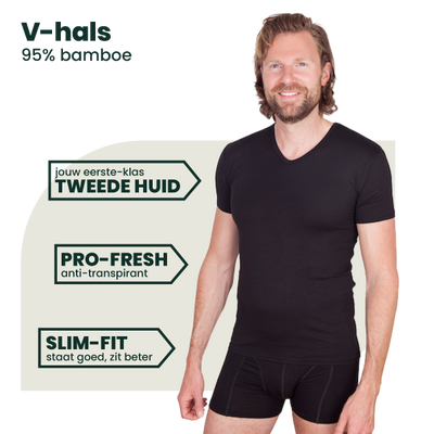2-pack Austin Bamboe T-shirts V-hals - Zwart