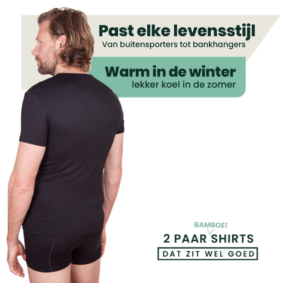 2-pack Austin Bamboe T-shirts V-hals - Zwart