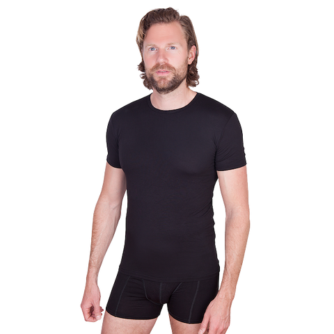 Bamboe T-shirt zwart met ronde hals in 2-pack