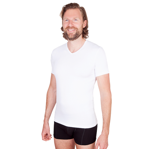 Bamboe T-shirt met v-hals wit in 2-pack
