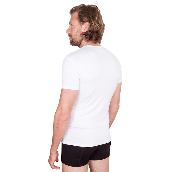 Bamboe T-shirt wit met ronde hals in 2-pack