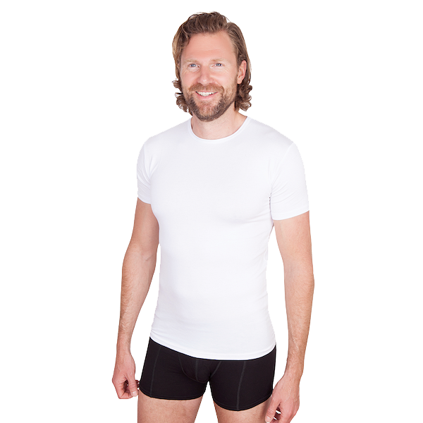 Bamboe T-shirt wit met ronde hals in 2-pack