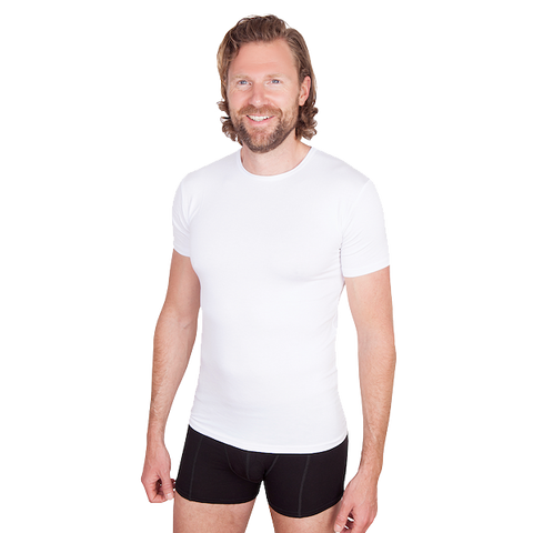 Bamboe T-shirt wit met ronde hals in 2-pack