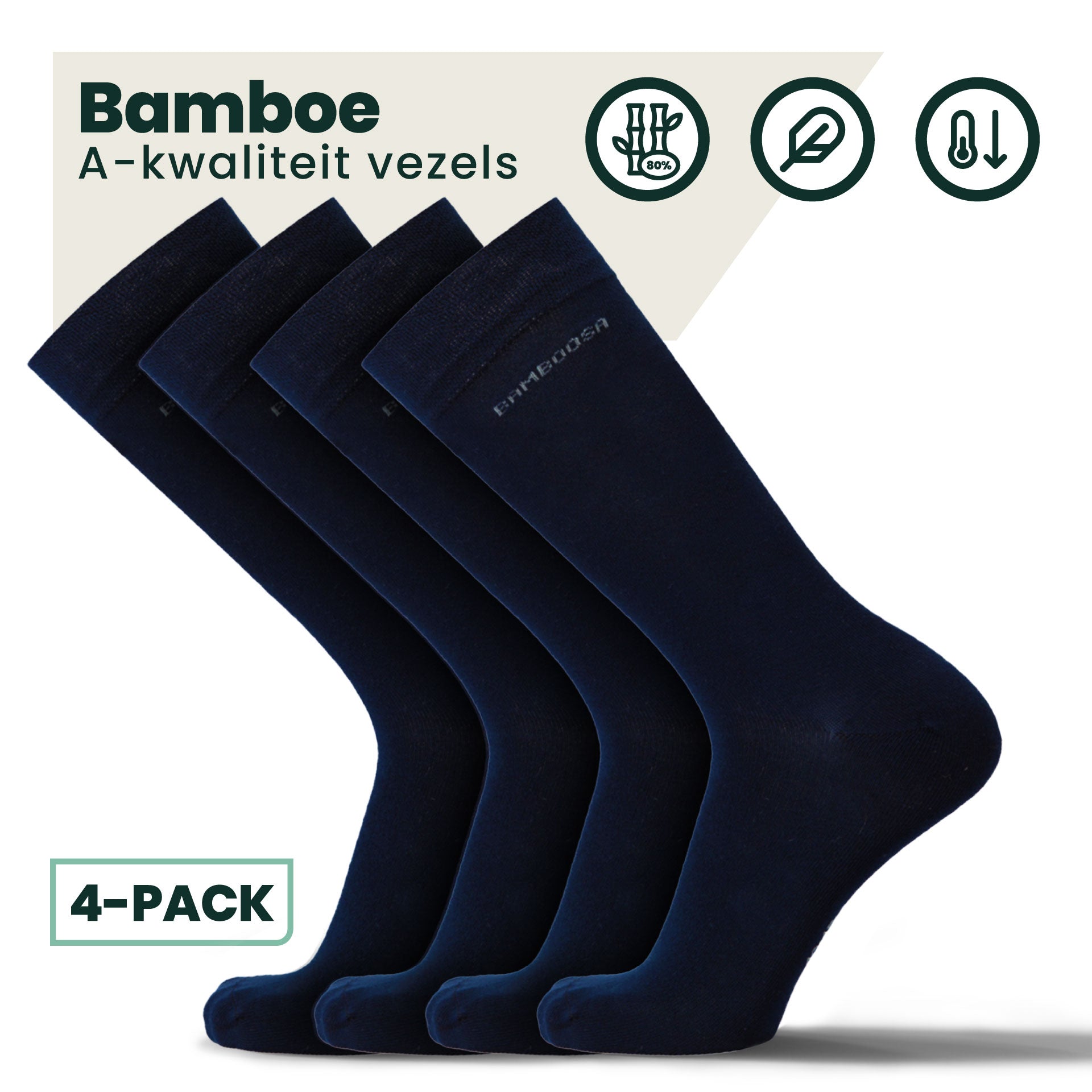 4-pack Jason Bamboe Sokken - Marineblauw