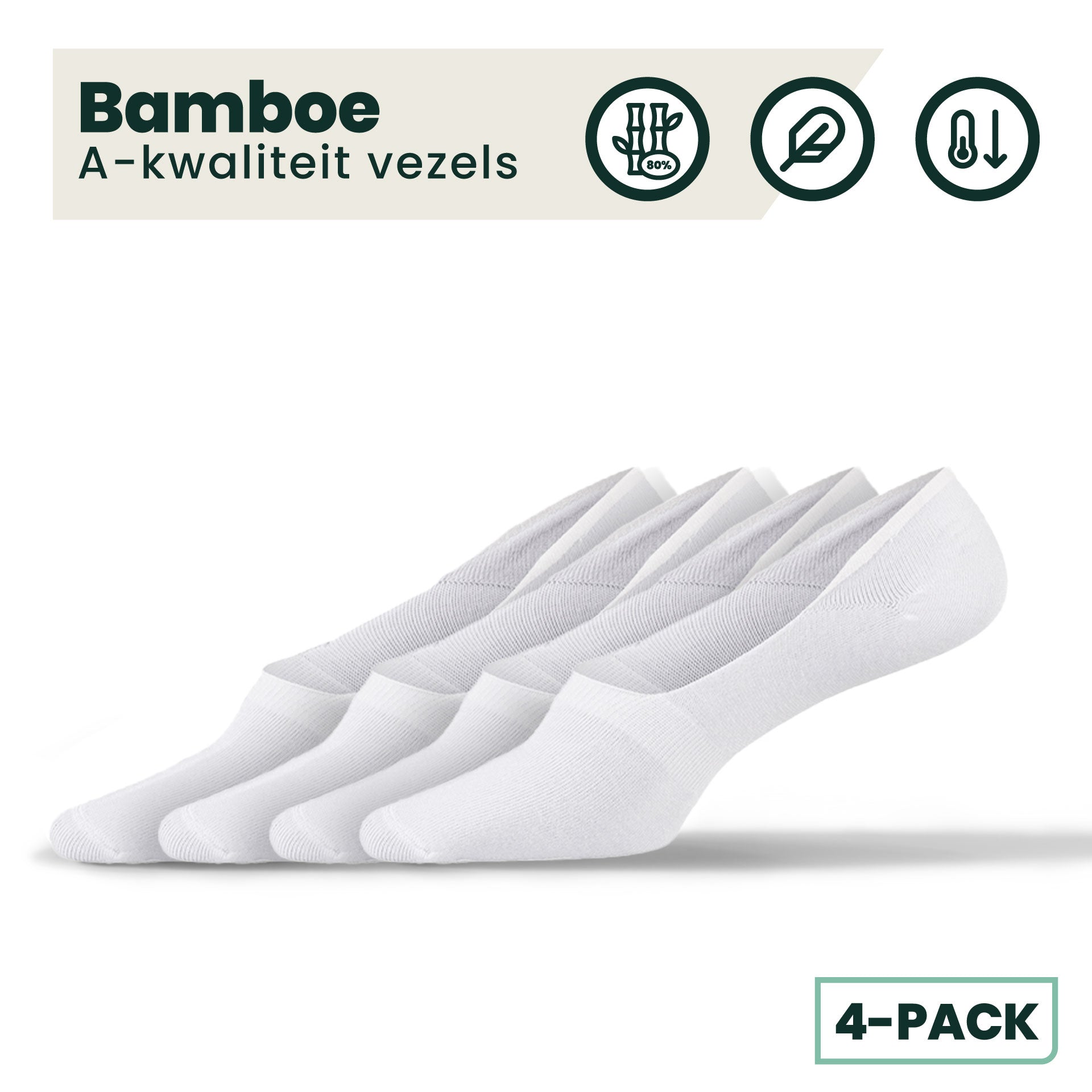 4-pack Joshua Bamboe Footies - Wit