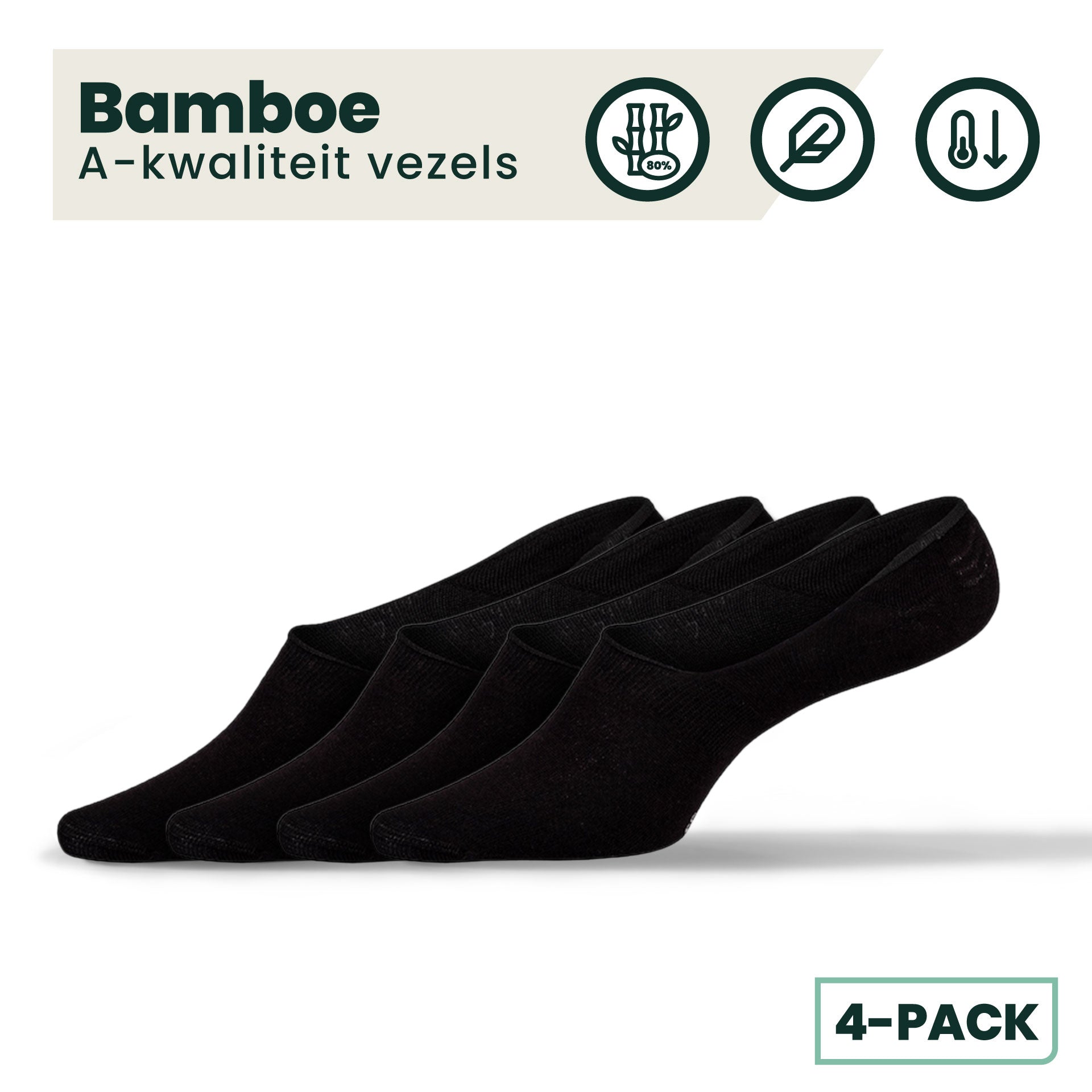 4-pack Joshua Bamboe Footies - Zwart