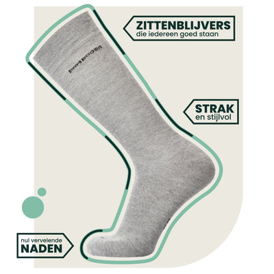 12 - Pack Jason Bamboe Sokken - Grijs