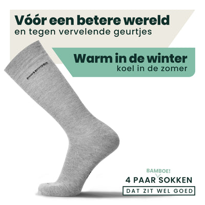 12 - Pack Jason Bamboe Sokken - Grijs