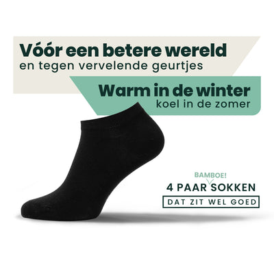 4-pack Jordan Bamboe Sneakersokken - Zwart