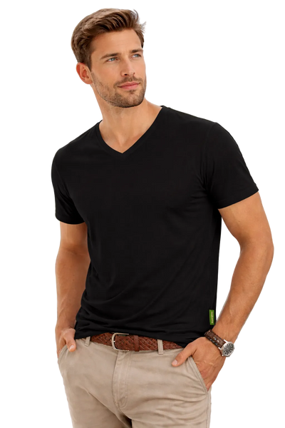 2 - Pack Austin Bamboe T-shirts V-hals - Zwart