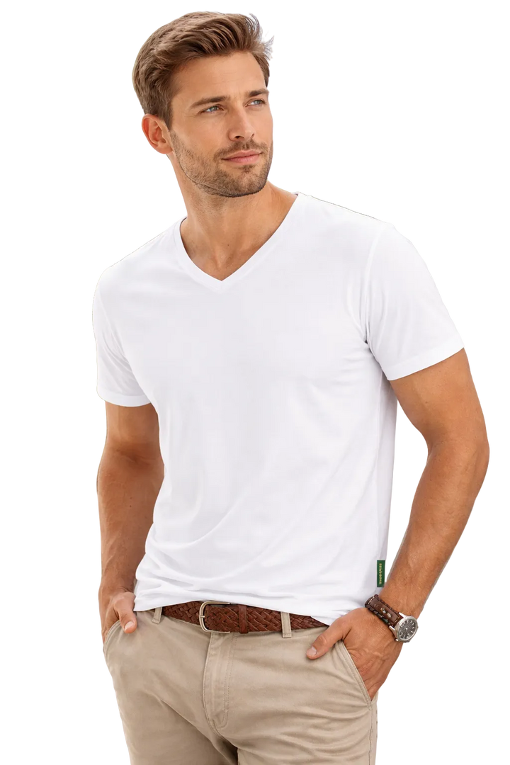 2 - Pack Austin Bamboe T-shirts V-hals - Wit