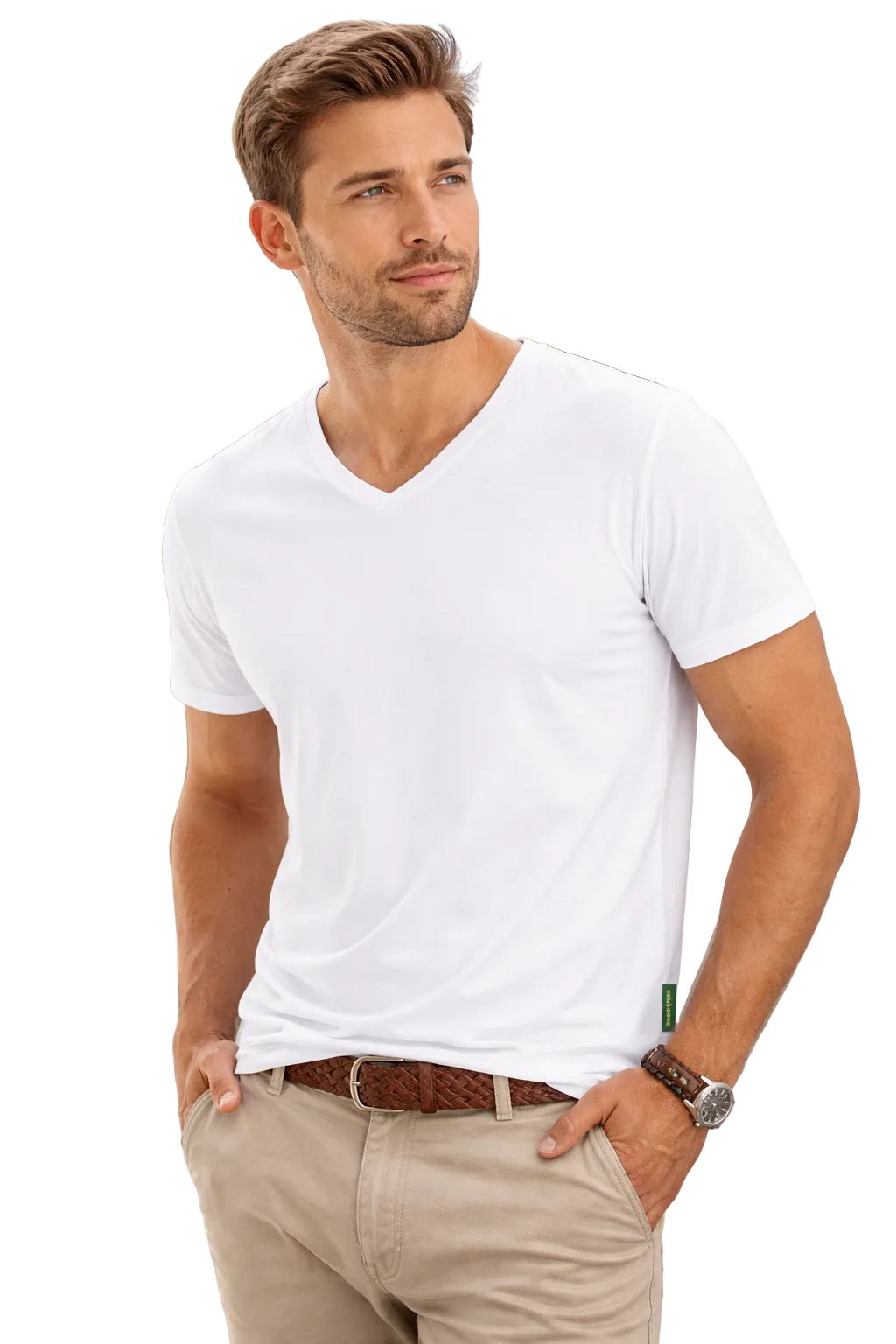 8 - Pack Austin Bamboe T-shirts V-hals - Wit