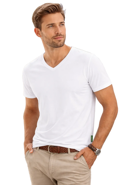 4 - Pack Austin Bamboe T-shirts V-hals - Wit