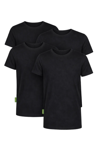 4-Pack Austin Bamboe T-shirts Rond - Zwart