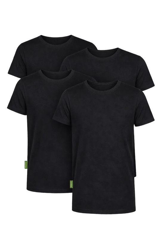 4-Pack Austin Bamboe T-shirts Rond - Zwart