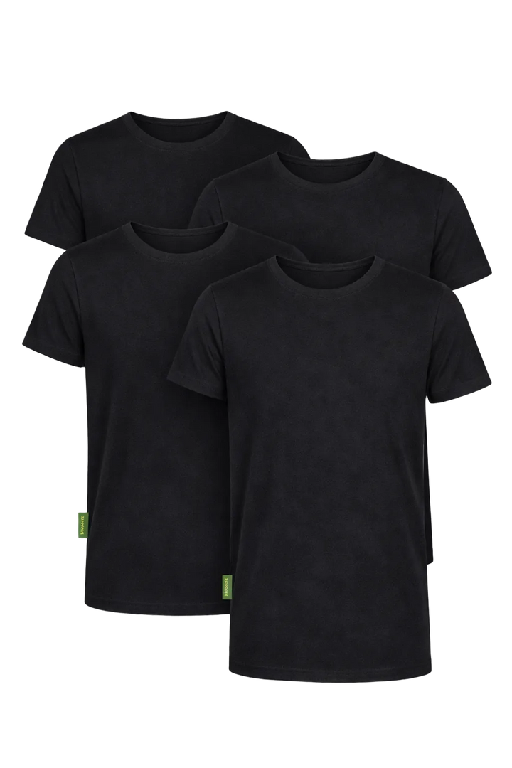 4-Pack Austin Bamboe T-shirts Rond - Zwart