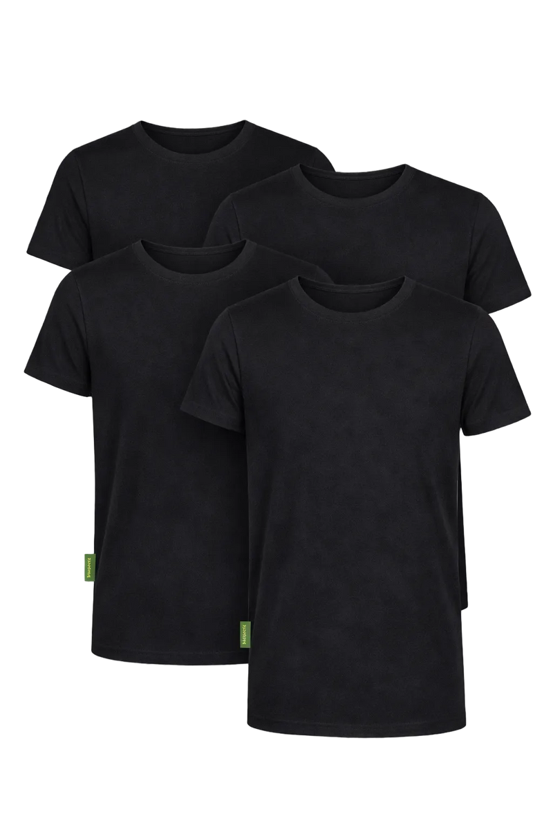 4-Pack Austin Bamboe T-shirts Rond - Zwart
