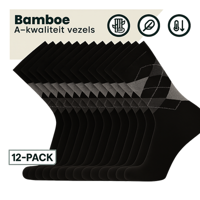 12 - Pack Steve Bamboe Sokken - Zwart