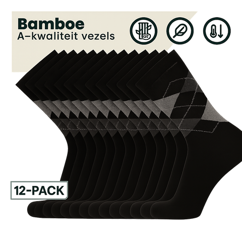 12 - Pack Steve Bamboe Sokken - Zwart