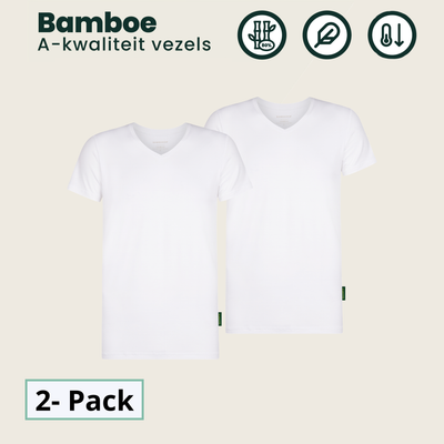 2 - Pack Austin Bamboe T-shirts V-hals - Wit