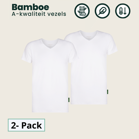 2 - Pack Austin Bamboe T-shirts V-hals - Wit