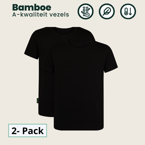 2-Pack Austin Bamboe T-shirts Rond - Zwart