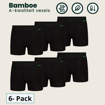 6 - Pack Lewis Bamboe Boxershorts - Zwart