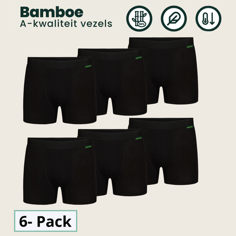 6 - Pack Lewis Bamboe Boxershorts - Zwart