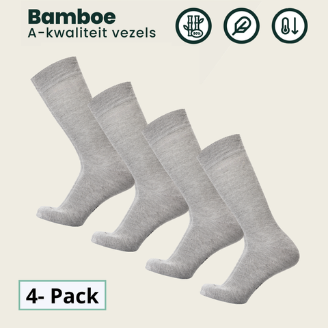 4 - Pack Jason Bamboe Sokken - Grijs