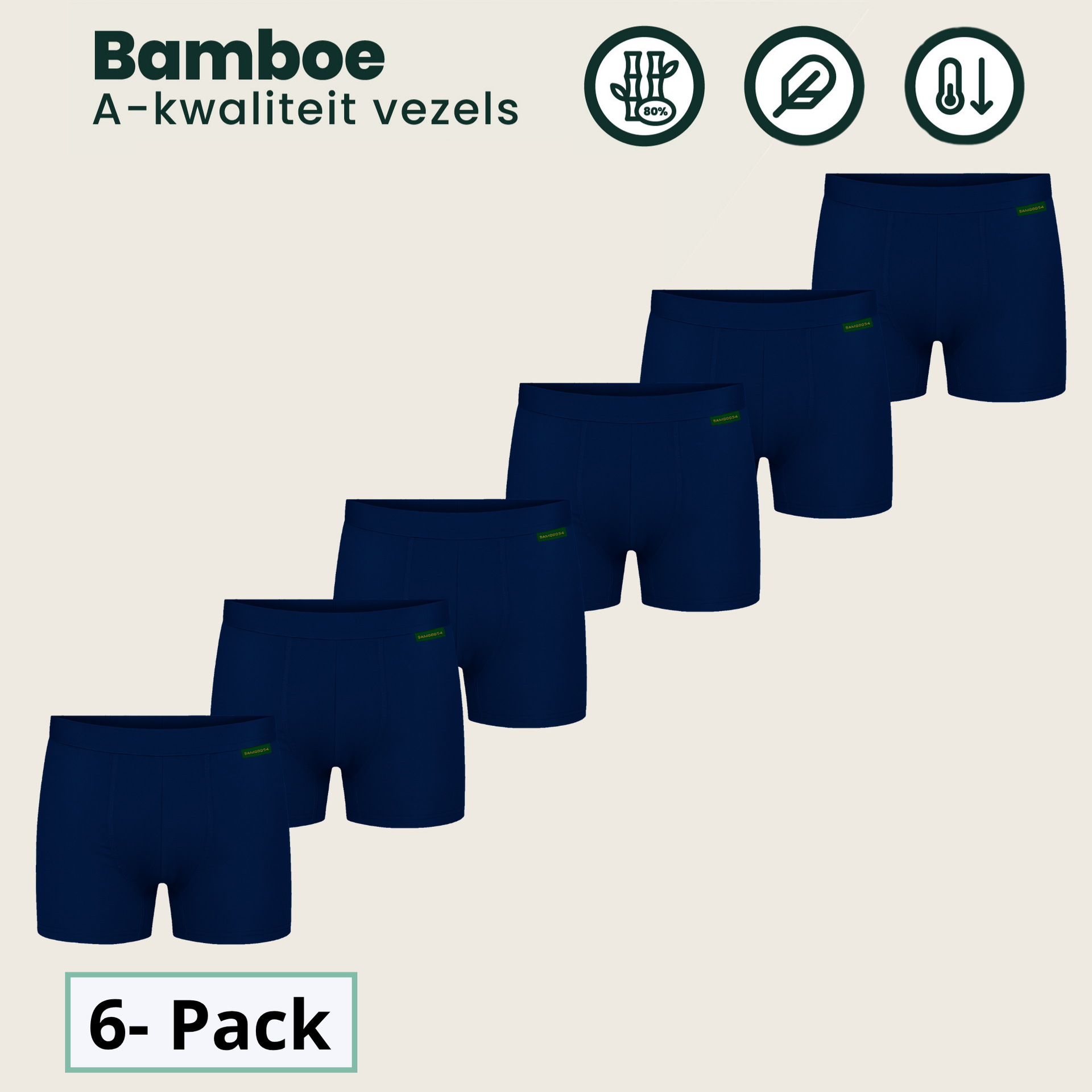 6 - Pack Lewis Bamboe Boxershorts - Marineblauw