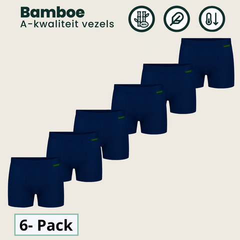 6 - Pack Lewis Bamboe Boxershorts - Marineblauw