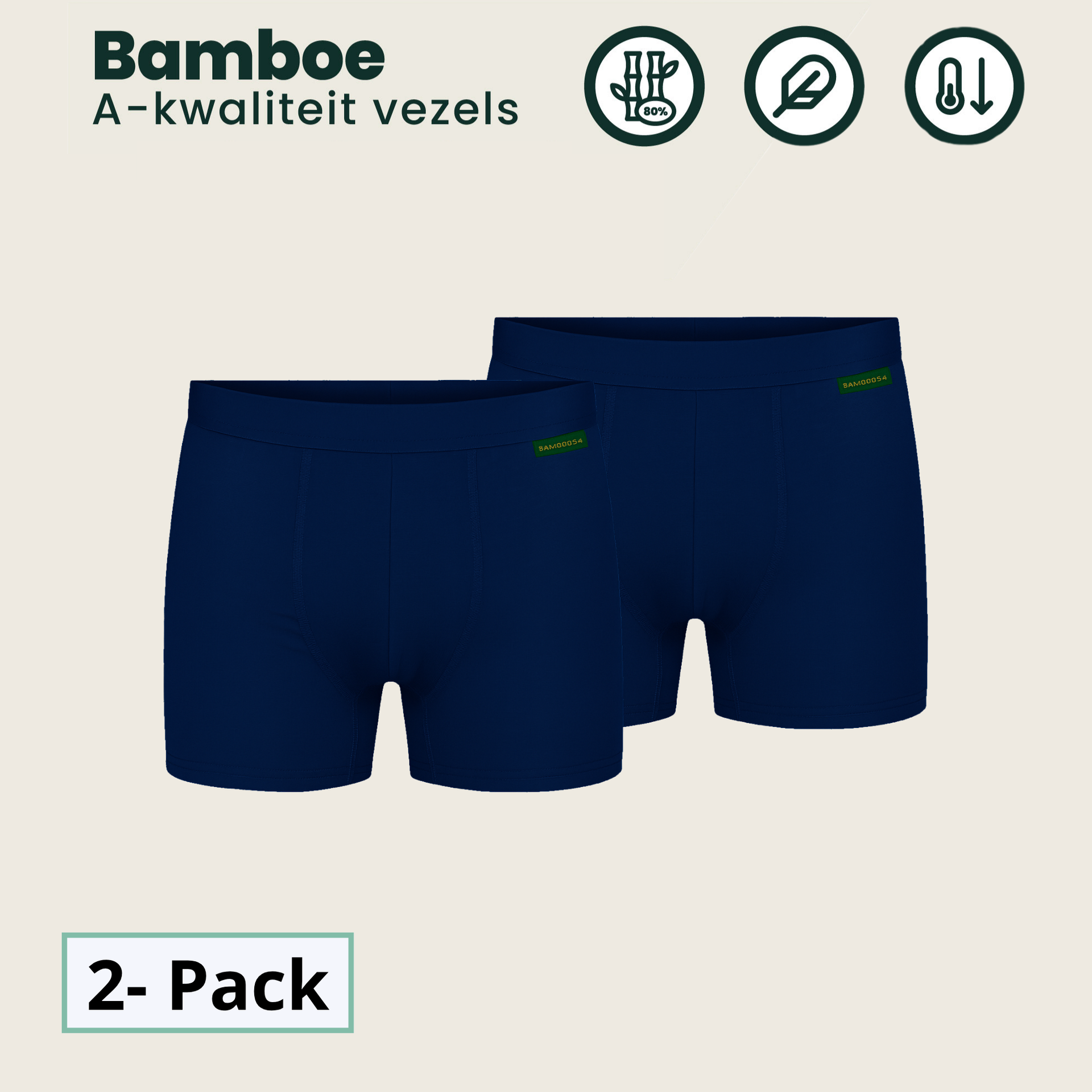 2 - Pack Lewis Bamboe Boxershorts - Marineblauw