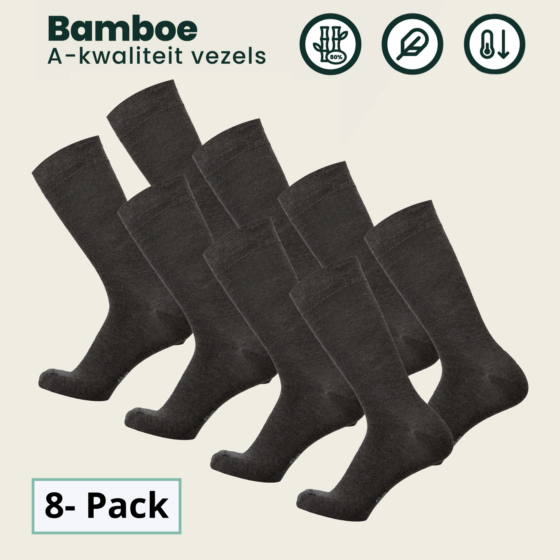 8 - Pack Jason Bamboe Sokken - grijs