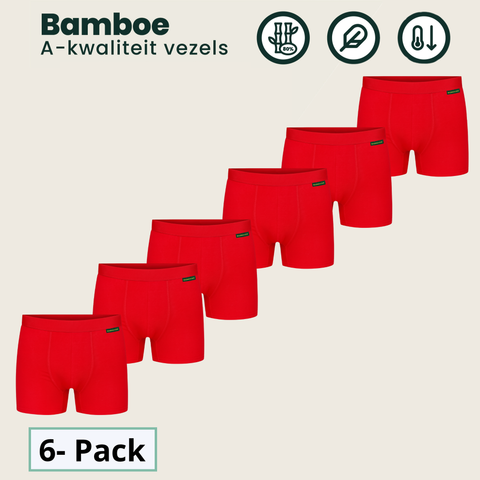 6 - Pack Lewis Bamboe Boxershorts - Rood