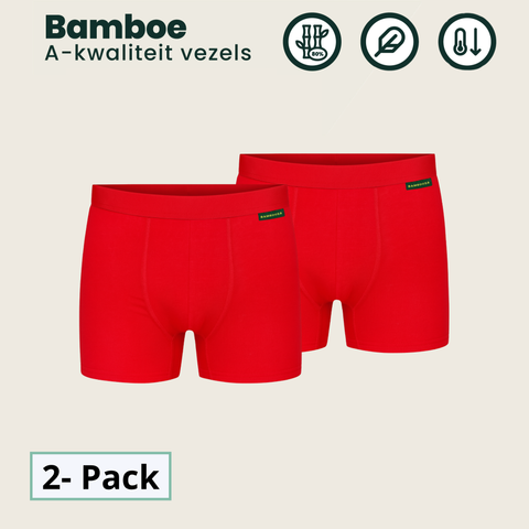 2 - Pack Lewis Bamboe Boxershorts - Rood