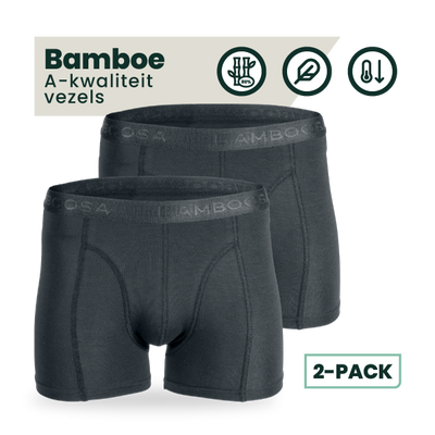 2-pack Lewis Bamboe Boxershorts - Antraciet